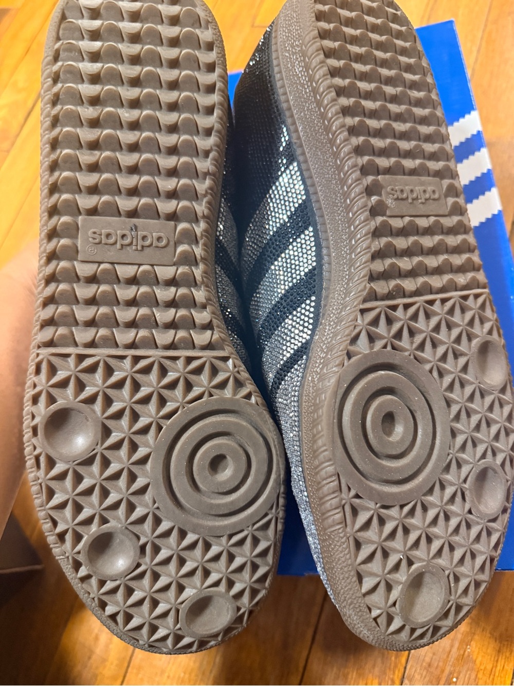 adidas Black Crystal Three-Stripe Samba-Style Sneakers - Picture 3 of 3